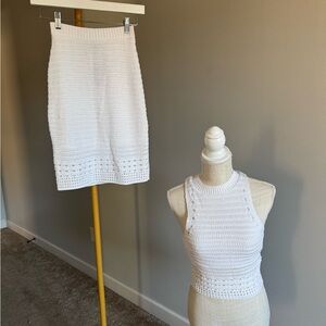 Express White Crochet Skirt Set